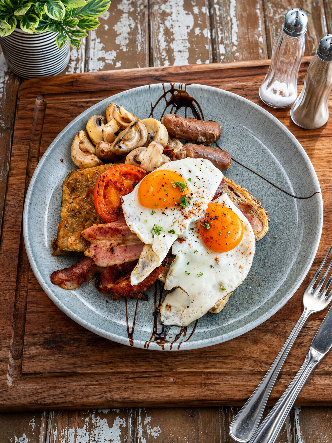 A full breakfast plate at Māra Café