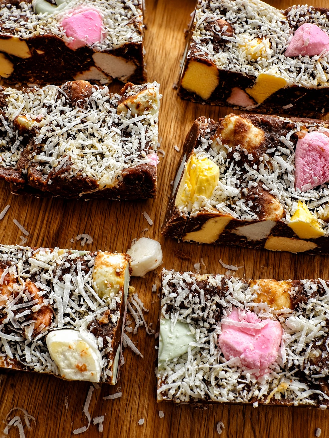 Colourful chocolate and marshmallow slices at Māra Café